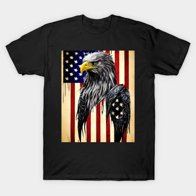 Grungy American Bald Eagle Flag T-Shirt by CBV